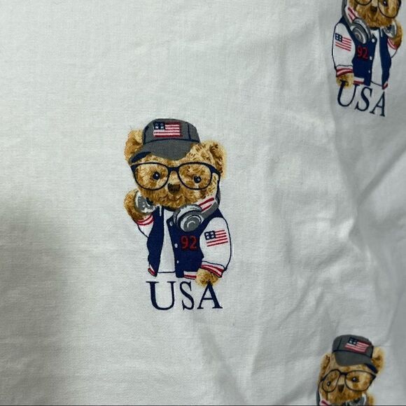DENIM & FLOWER shirt All American Teddy Bear image like  Ralph Lauren bear NWT - Picture 6 of 6